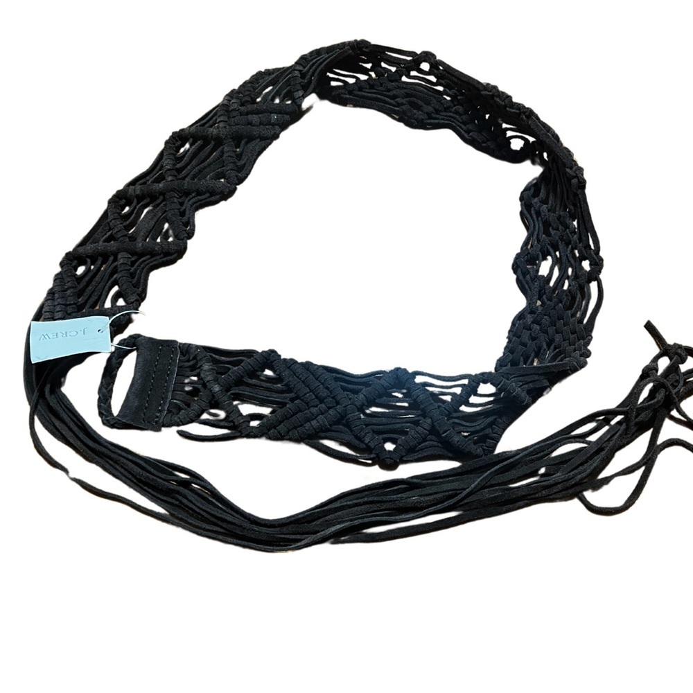 J. Crew Dark Brown Woven Suede Belt Coastal Cowgirl Rodeo Country Western Fringe